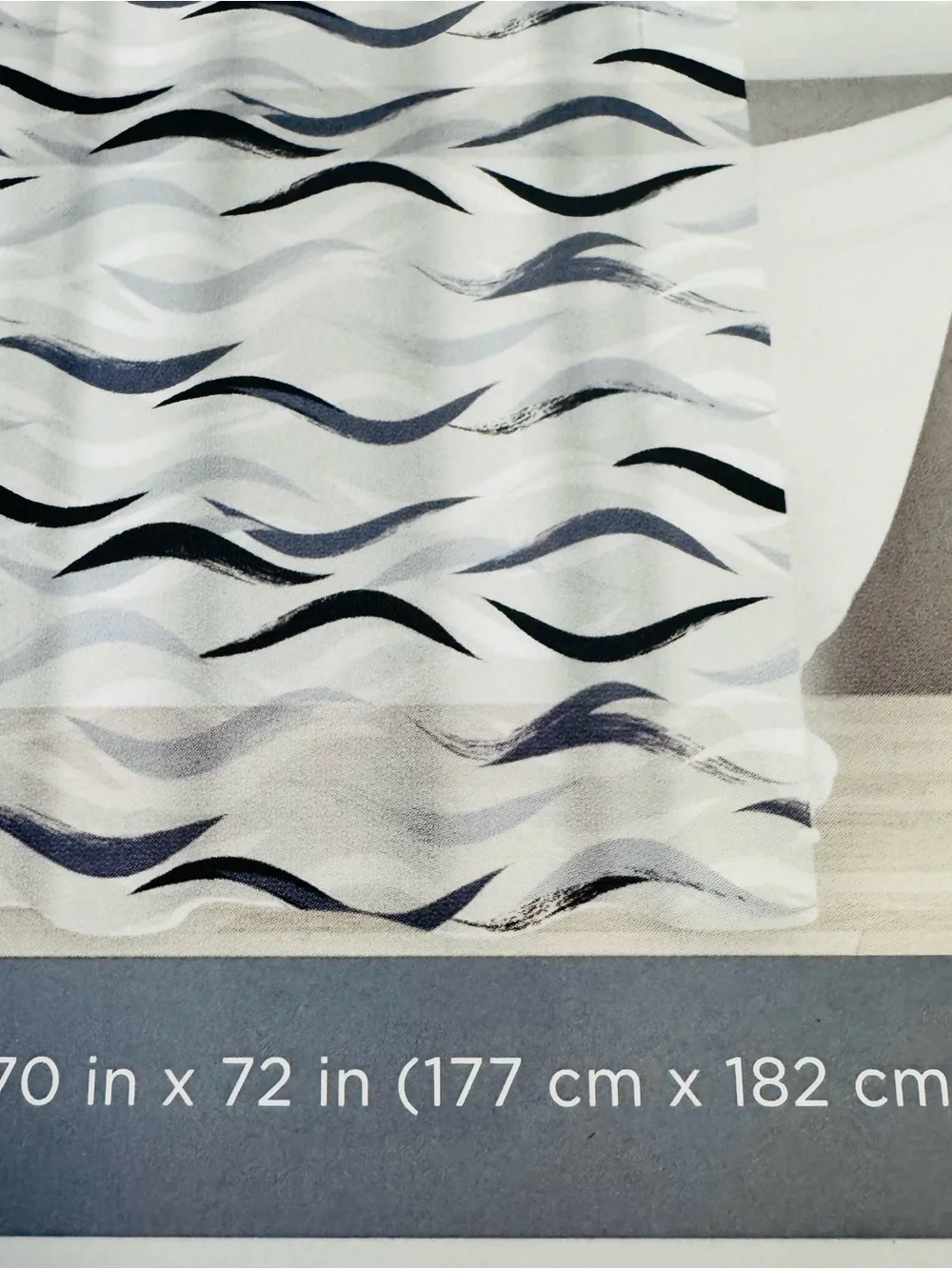 Comfort Bay Peva Shower Curtain Brushstroke Waves Printed 70x72 NWT